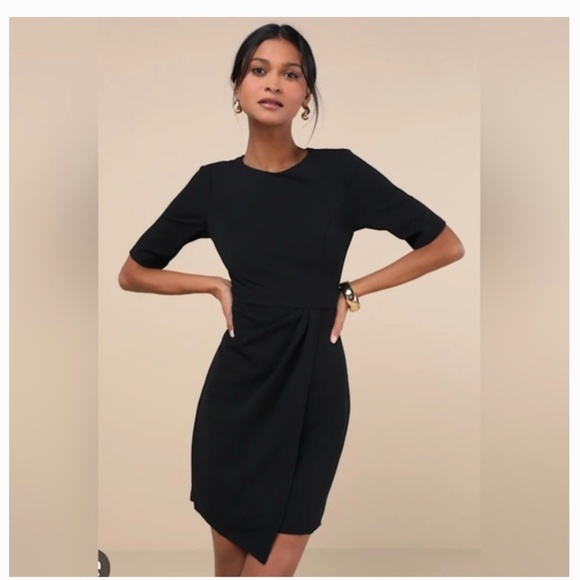 Lulus Westwood Black Half Sleeve Sheath Dress size Large - Picture 1 of 4